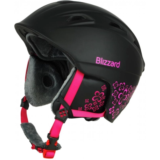 Blizzard W2W Demon black matt/magenta flowers ski helmet