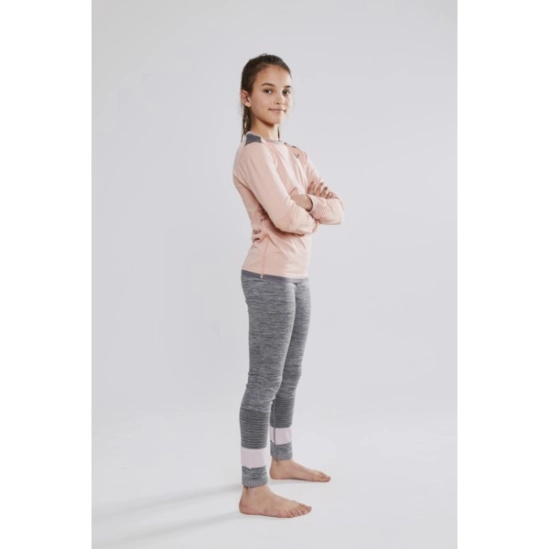Craft Fuseknit Comfort Pants Junior grey/pink funkční spodky