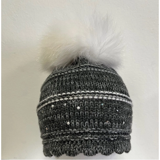 Eisbär Bianca Crystal Lux Fur dámská čepice s pravou bambulí