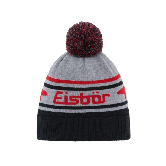 Eisbär Chani OS Pompon MÜ kids grey/red/black čepice