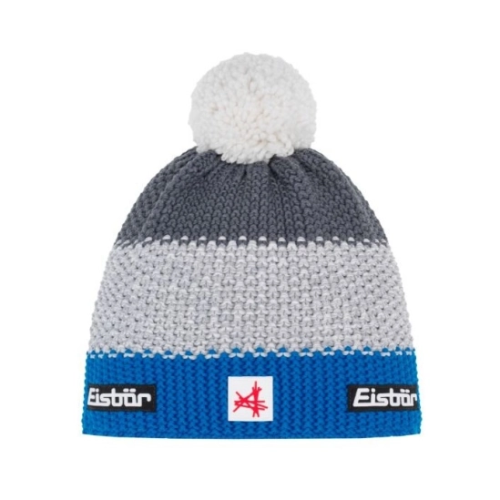 Eisbär Star Pompon MÜ SA bugatti-light gray-anthracite čepice s bambulí