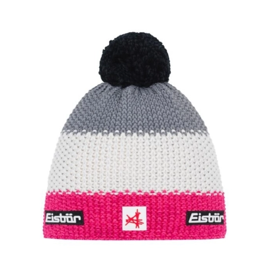 Eisbär Star Pompon MÜ SA pink/white/gray čepice s bambulí