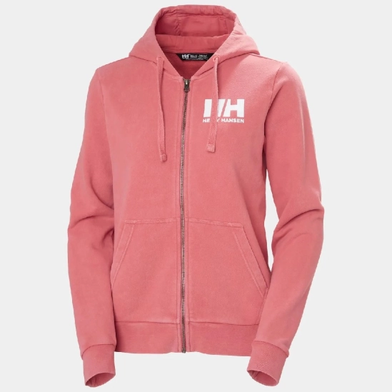 Helly Hansen Logo Full Zip Hoodie 2.0 Washed red dámská mikina