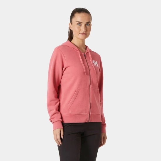 Helly Hansen Logo Full Zip Hoodie 2.0 Washed red dámská mikina