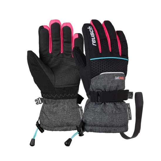 Reusch Connor R-TEX XT JR black/black melange/knockout pink dětské rukavice