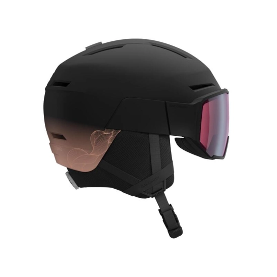 Salomon OSMO Sigma Black-Rose Gold/visor Silver Pink lyžařská helma