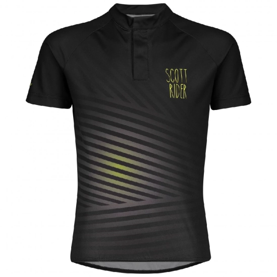 Scott JR RC Team black/sulphur yellow dětský cyklo dres