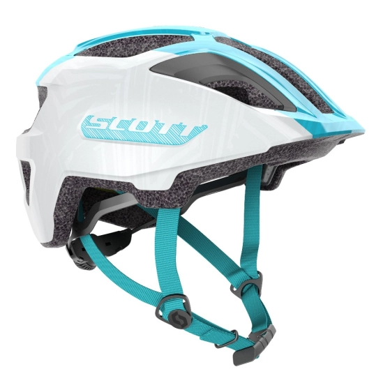 Scott Jr Spunto pearl white/breeze blue cyklo přilba
