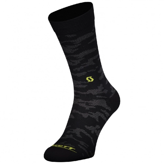 Scott Trail Camo Crew socks black/sulphur yellow ponožky
